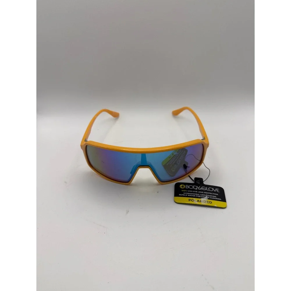 Body Glove Shield Sunglasses Blue Mirrored Lens Retro‎ Sporty Neon Wrap New